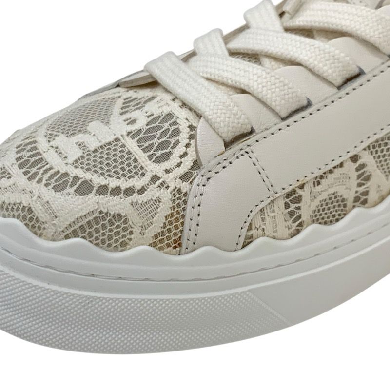 クロエ Chloe Lauren スニーカー 靴 シューズ ファブリック ベージュ 未使用 ロゴ レース クロエ Chloe Lauren スニーカー 靴 シューズ ファブリック ベージュ