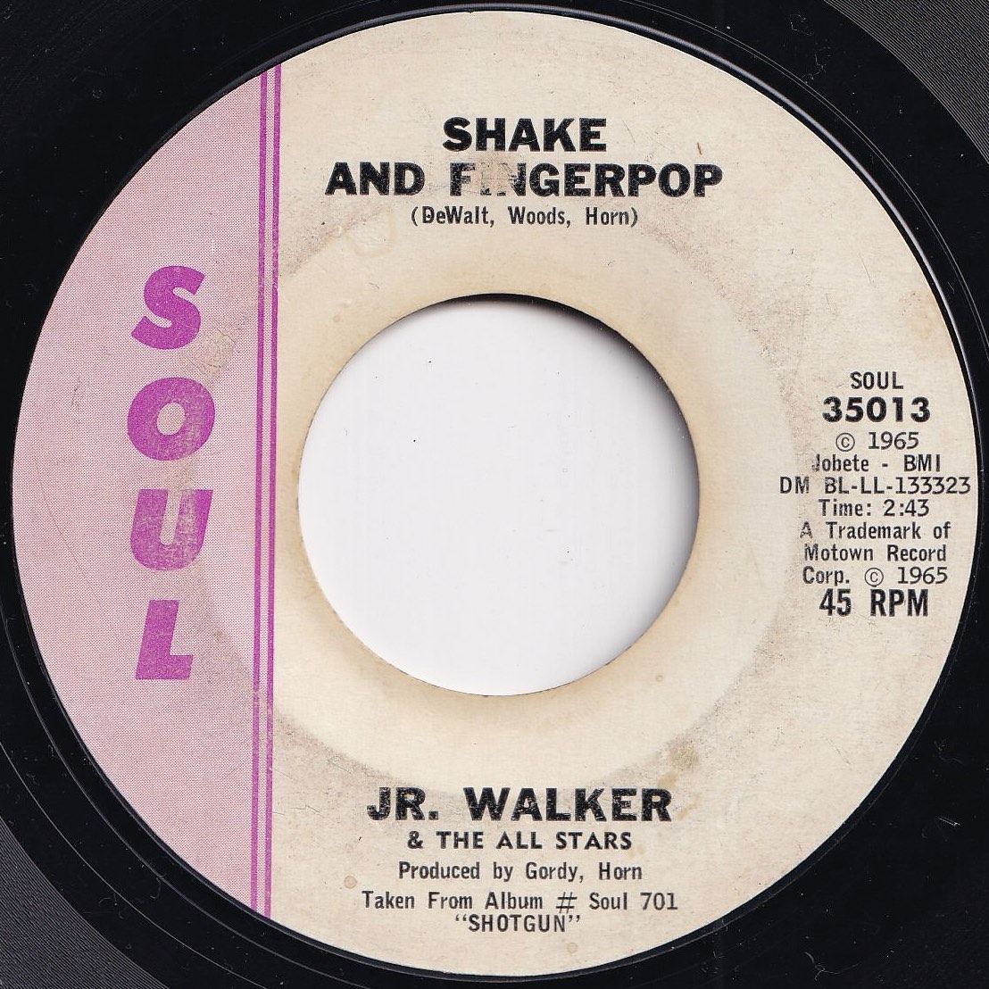 Jr. Walker & The All Stars Shake And Fingerpop / Cleo's Back Soul US 35013  206454 SOUL ソウル レコード 7インチ 45