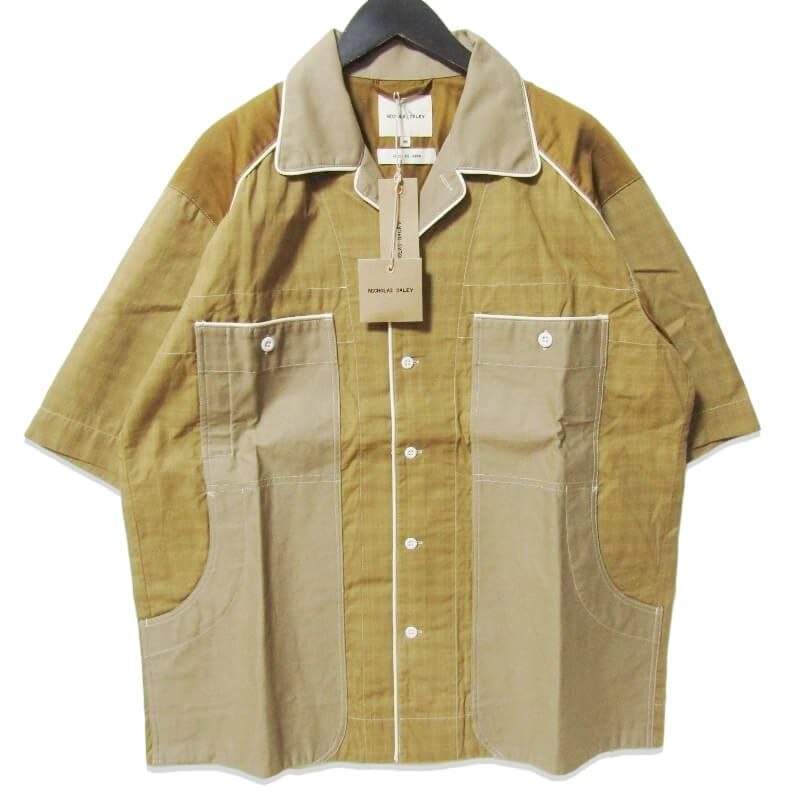 未使用 NICHOLAS DALEY ニコラスデイリー BOWLING SHIRT ND-SS22-BS1-C-KHCH ボウリングシャツ チェック 半袖シャツ カーキ M 27108764