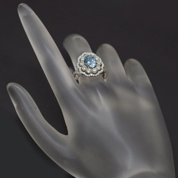 Pt900 アクアマリン/ダイヤモンド リング 13号[g794-7］ タサキ アクア