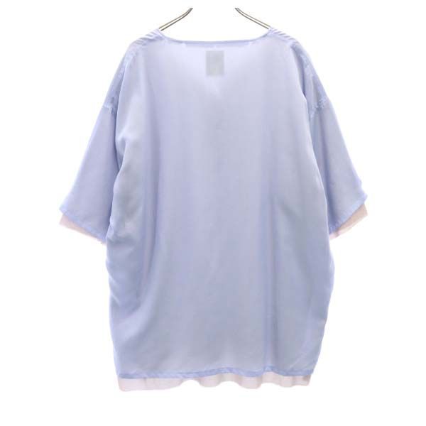 新品 バースト222 20ss 重ね着風 スキッパー 半袖 トップス 2 ブルー  