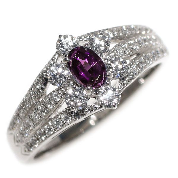 アレキサンドライト ダイヤリング 希少 アレキサンドライト 0.43ct ダイヤモンド 0.27ct プラチナ
