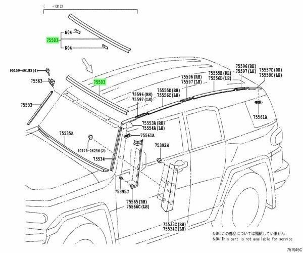 トヨタ 純正 FJ クルーザー ウインドシールド アウトサイド