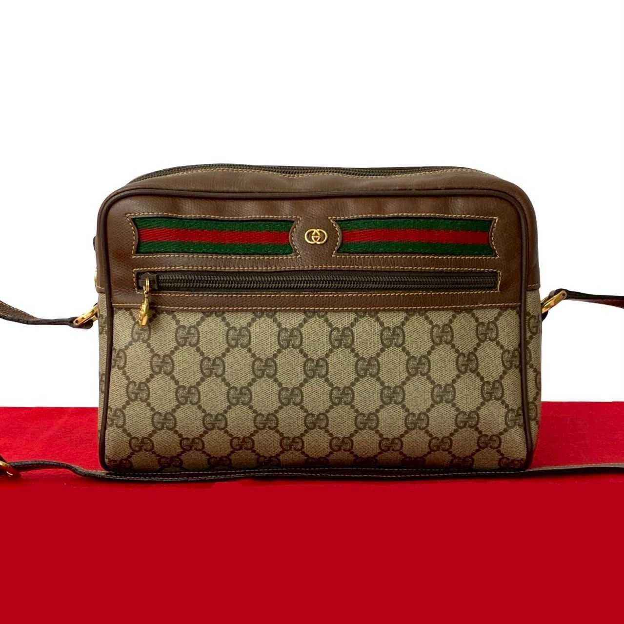 極美品✨グッチ ヴィンテージロゴ プリント シェリーライン ラウンドファスナー GUCCI - 極 美品 GUCCI グッチ オールドグッチ ヴィンテージ