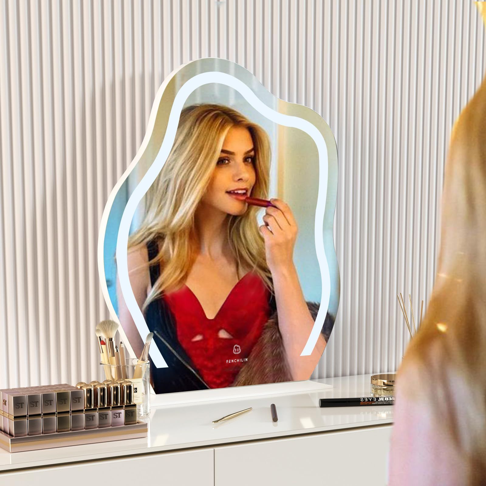 化粧鏡 自社製品 女優ミラー 卓上用 / 壁掛け ハリウッドミラー 幅50cm