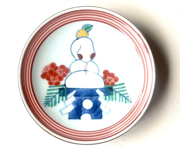 たなかふみえ FUMIE TANAKA 縁付小皿 干支柄 ”餅巳” 小皿 へび 蛇 巳柄