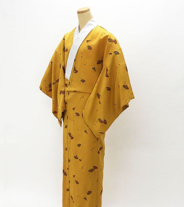 長襦袢 未着用 正絹 扇面四季花模様 身丈150.5cm 裄丈68.5cm 長襦袢 新古品 着物 i4002