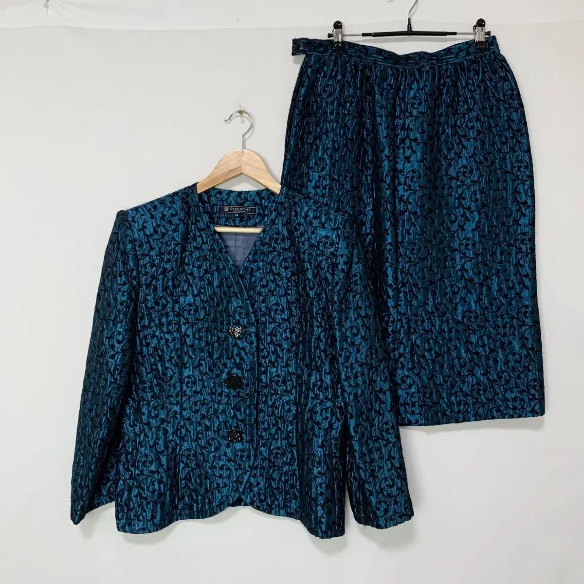 Givenchy ジバンシィ ヴィンテージ セットアップ セット ブルー アンティック エンティック パータン レディース ジャケット