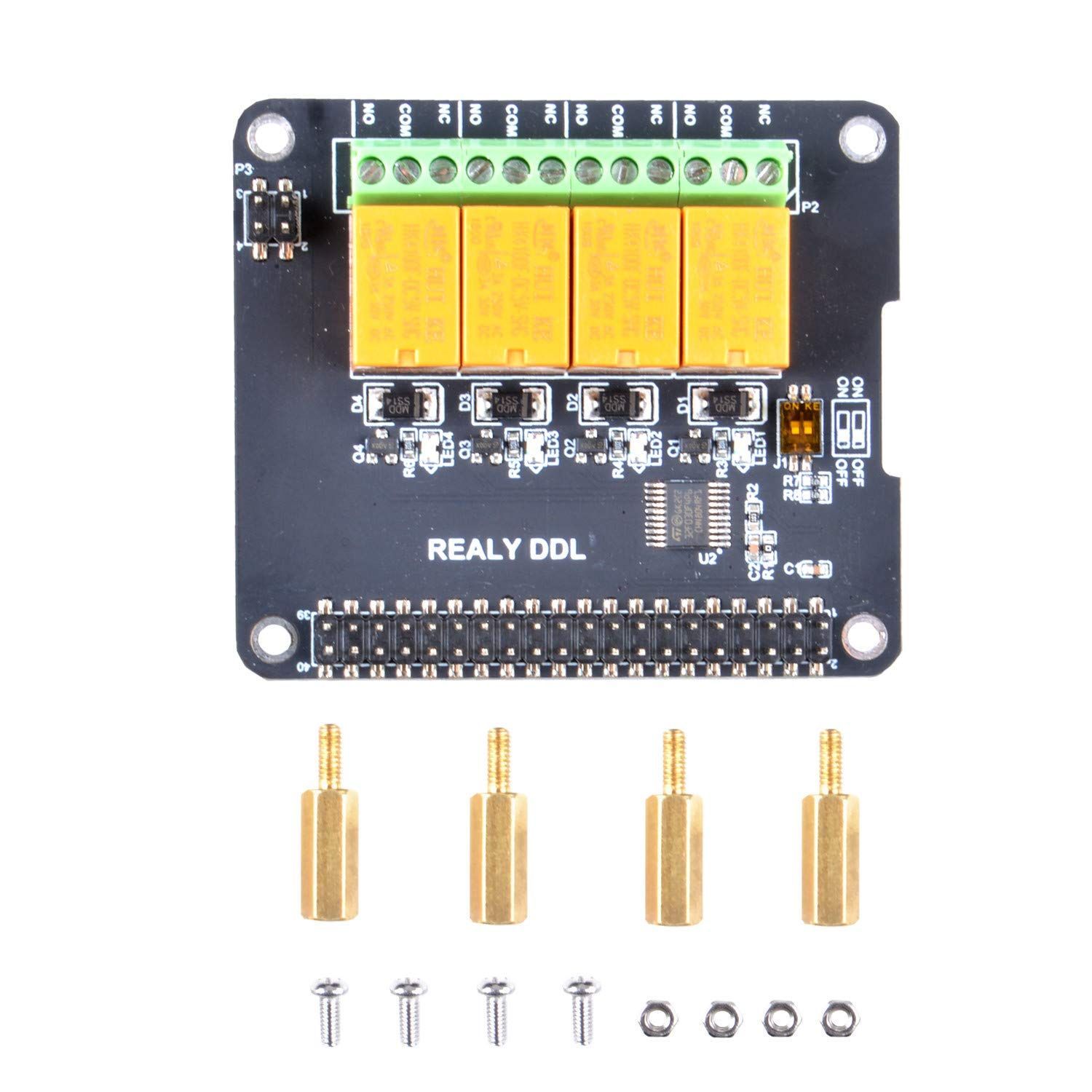 【在庫セール】Pi Pi拡張ボード4チャネルリレーボードモジュールRaspberry 4BおよびRaspberry Pi Raspberry 3モデルB +およびRaspberry GeeekPi Pi 3/2モデルB用のパワーリレーモジュール（プログラミング