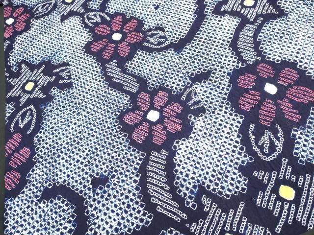 平和屋着物∴夏物　浴衣　有松鳴海絞り　花唐草文　綿　逸品　DAAV7259cd 平和屋着物∴夏物 浴衣 有松鳴海絞り 花唐草文 綿 逸品 DAAV7259cd