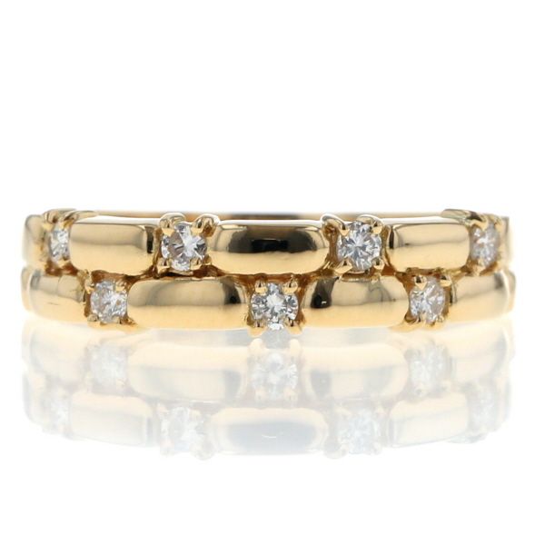 ヴァンドーム青山 ウェーブ ダイヤモンド リング K18YG 3.1g Vendome Aoyama - ヴァンドーム青山 ウェーブ ダイヤモンド リング