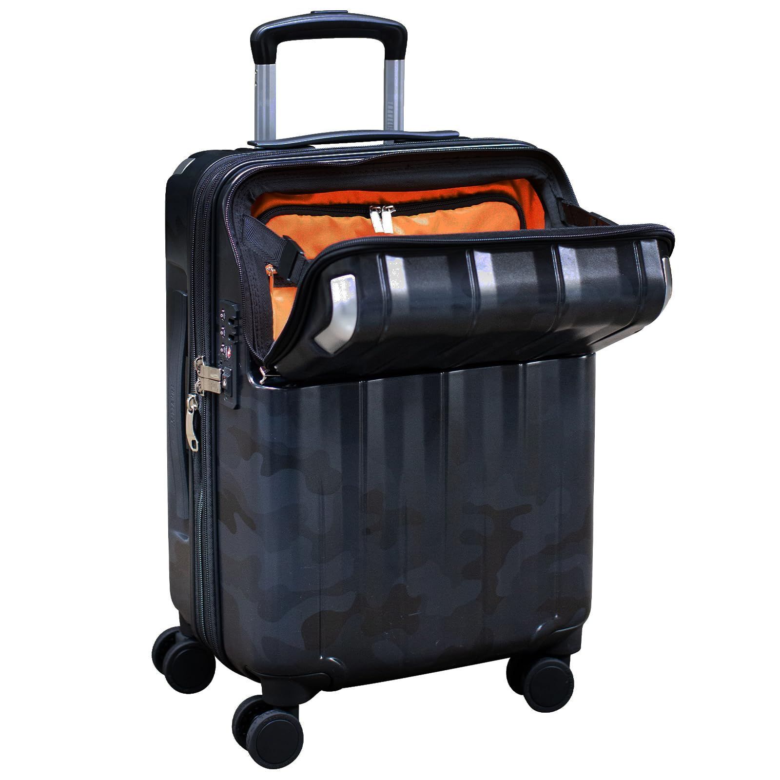 フロントオープン ブレーキ付き トップオープン ストッパー付き 機内持ち込みサイズ 拡張機能 ジッパーキャリー キャリーケース レスト スーツケース 35L 43L トラベリスト