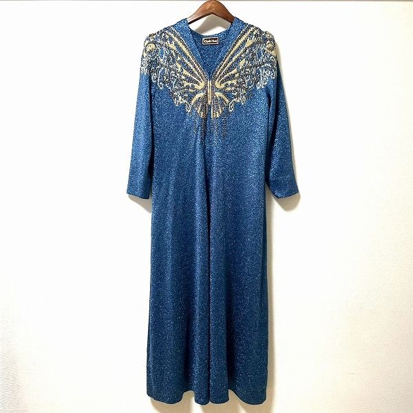 wnc サイトウトヨコ 斉藤都世子 ワンピース 青系 ゴールド ニット