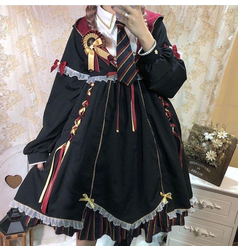 新品未使用 魔法少女風 黒色 ロリータ小魔女OPワンピース 衣装