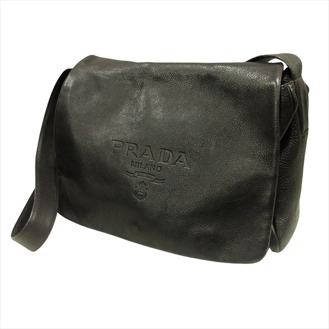 プラダ PRADA 90's 00's ロゴ エンボス レザー ショルダー バッグ 鞄 ...