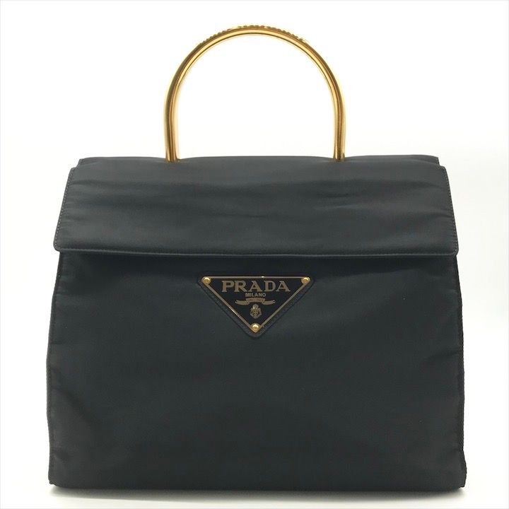 極美品 PRADA プラダ 刺繍ロゴ トートバッグ テスートナイロン 