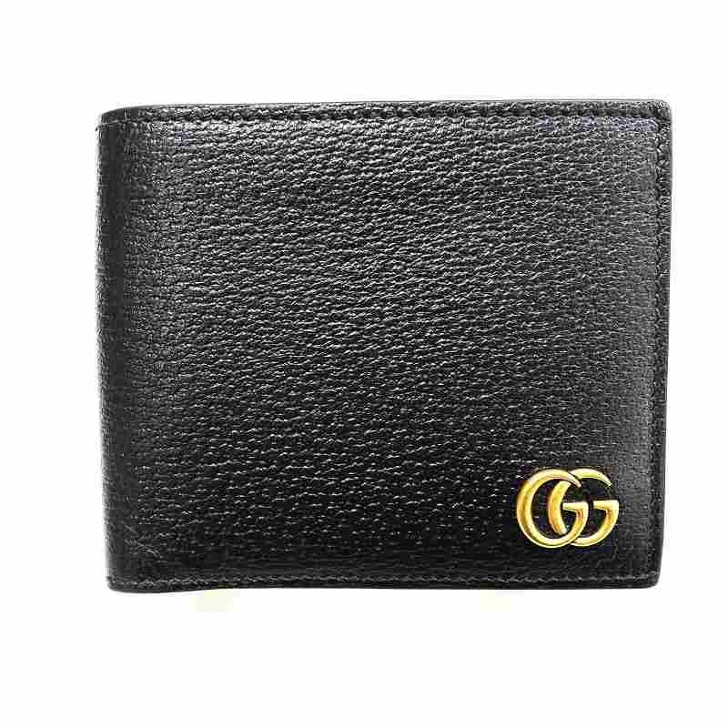 GUCCI グッチ GGマーモント 折り財布 428725 203887 レザー ブラック