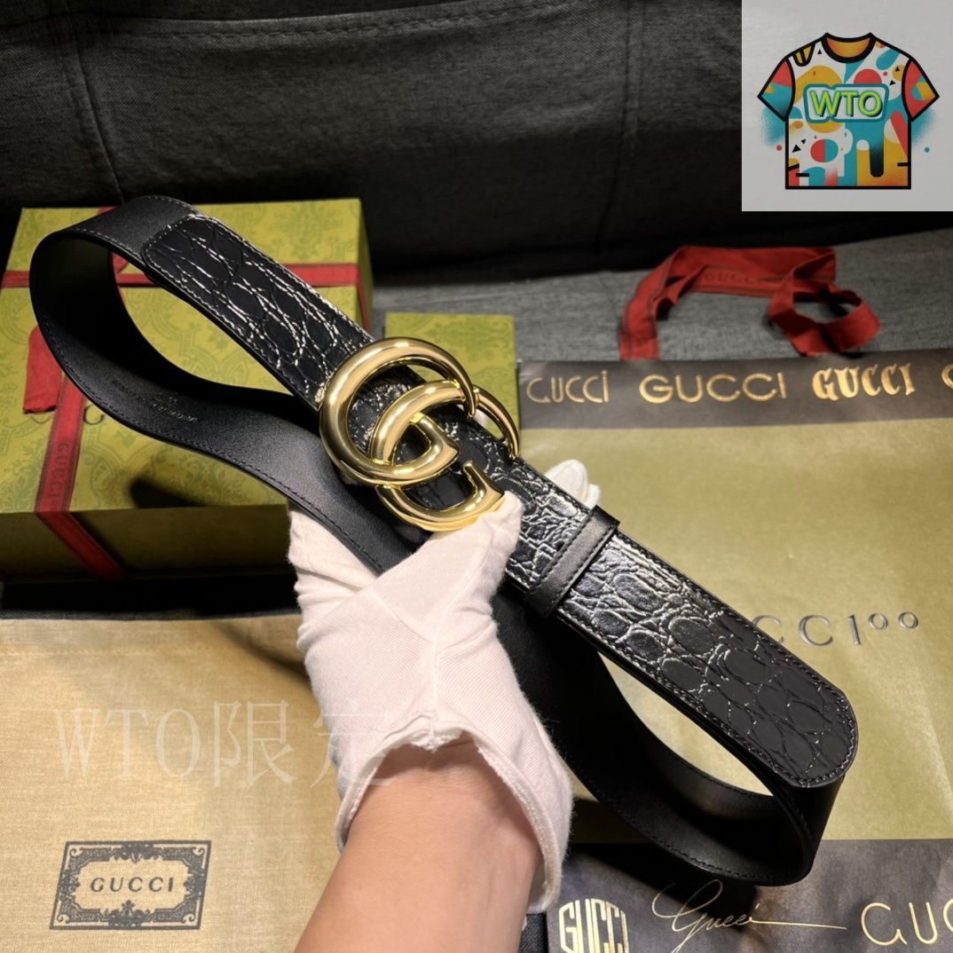 GUCCI レザーベルト ブラック/オレンジ 812273_AAEBR_1141_001_100_0000
