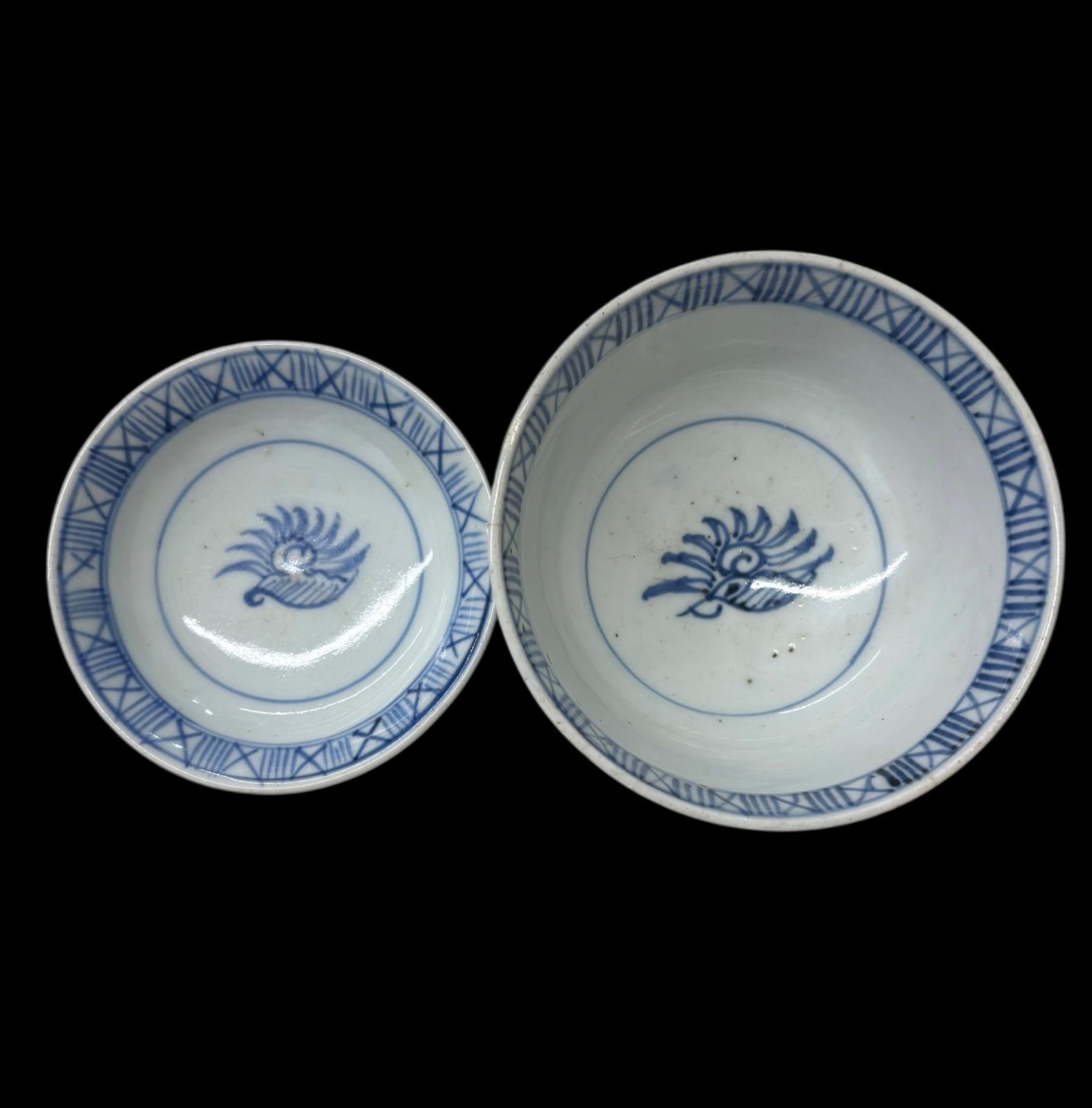 染付 大きな蓋付きどんぶり 1客 5客セット】古伊万里 染付 蓋