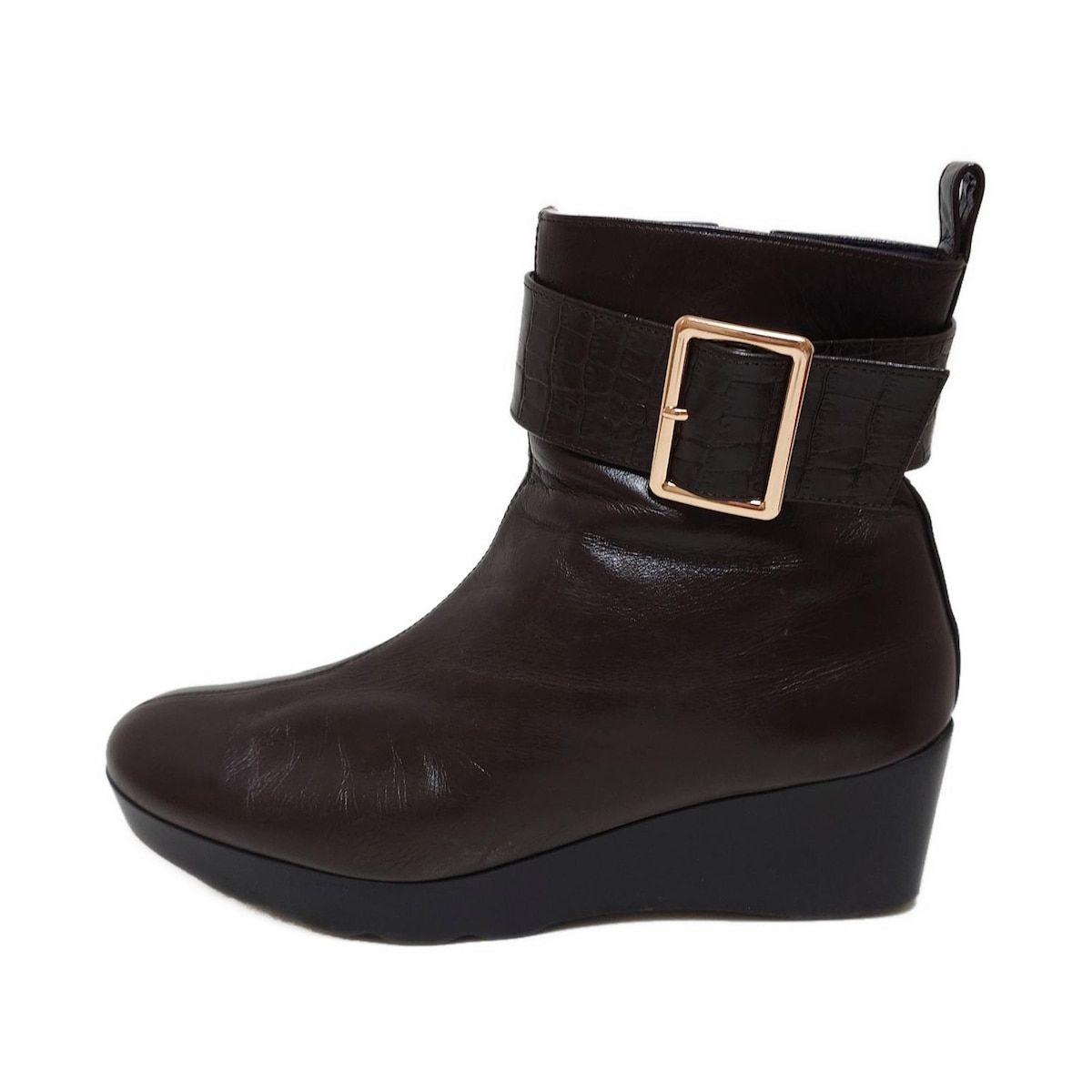 Hills Avenue 自由が丘 ヒルズ アベニュー ショートブーツ 24.5 レディース - ダークブラウン 型押し加工 レザー