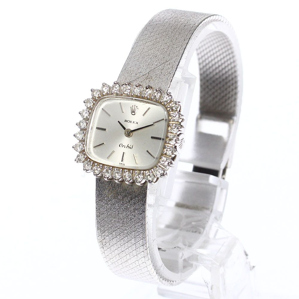 ロレックス ROLEX 2651 オーキッド K18WG Cal.1400 ダイヤベゼル ヴィンテージ 手巻き レディース _745981【中古】 ロレックス ROLEX 2651 オーキッド K18WG Cal.1400 ダイヤベゼル