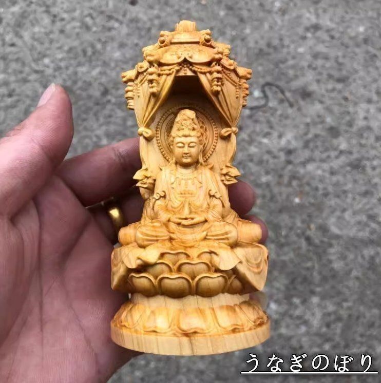 美品・未使用新品】 珍品☆木彫仏像 三面 西方三聖 座像 阿弥陀