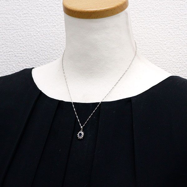 Pt900/ Pt850 サファイア ダイヤモンド ペンダントネックレス 0.25ct