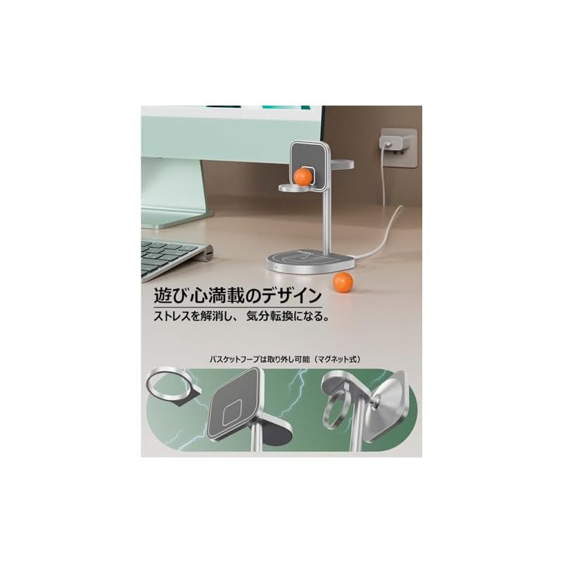 2025最新型 KUXIU ワイヤレス充電器 3in1 Magsafe スタンド アルミ製 5|7.5|15W 置くだけ充電 iPhone用ワイヤレス充電器 iPhone16|15|14|13|12シリーズ対応 AirPods|アップルウォッチ充電器対応 0
