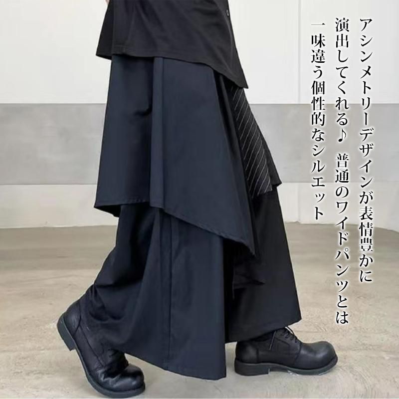 Y's　ワイズ　ウエストコードパンツスカート　袴パンツ　サルエル　変形　2　黒 Le sucood】袴パンツ はかまパンツ モード 黒 ブラック メンズ