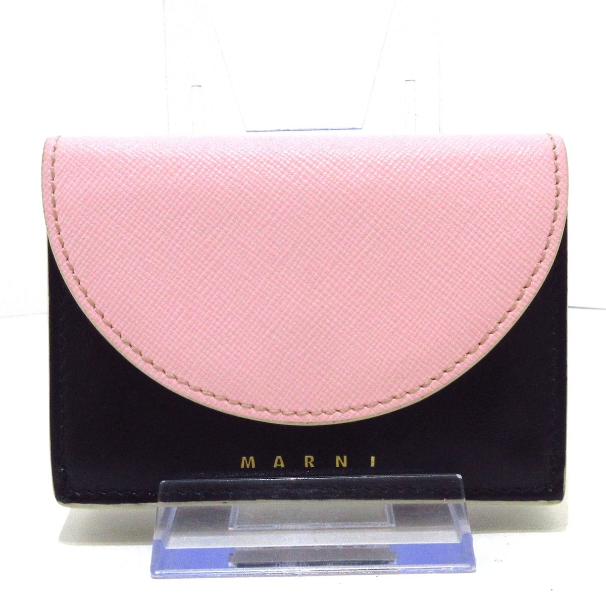 MARNI レザー 三つ折り財布 ピンク マルニ 三つ折り財布/ミニ財布 財布 レディース バイカラー