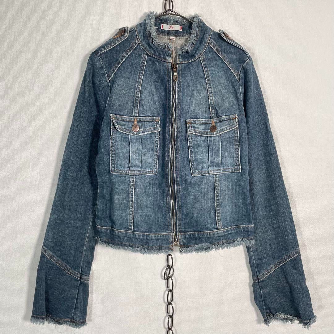 USA製 Y2K 00s Vintage joie 短丈 ジップアップ Gジャン ダメージ