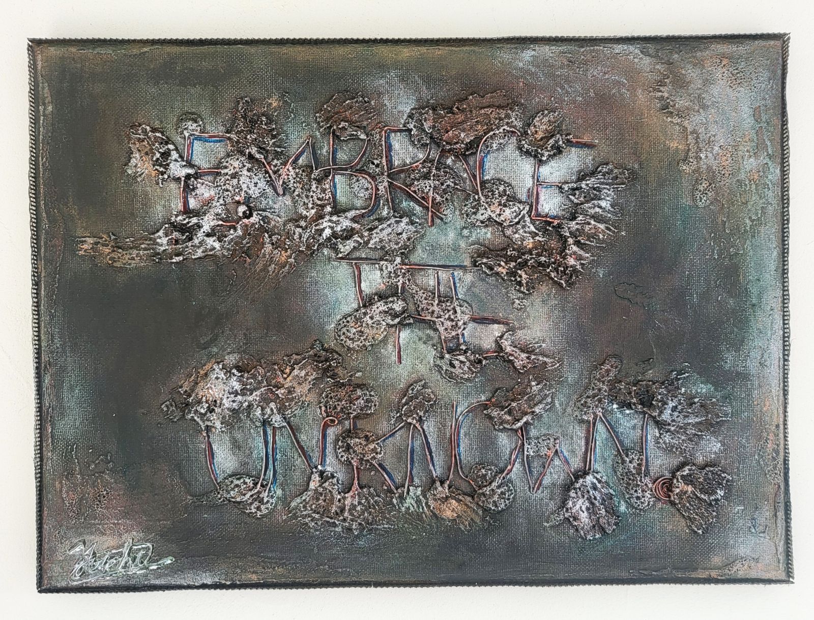 見えない境界 - 抽象画 24×33㎝ キャンバス F4号 原画のみ 一点物