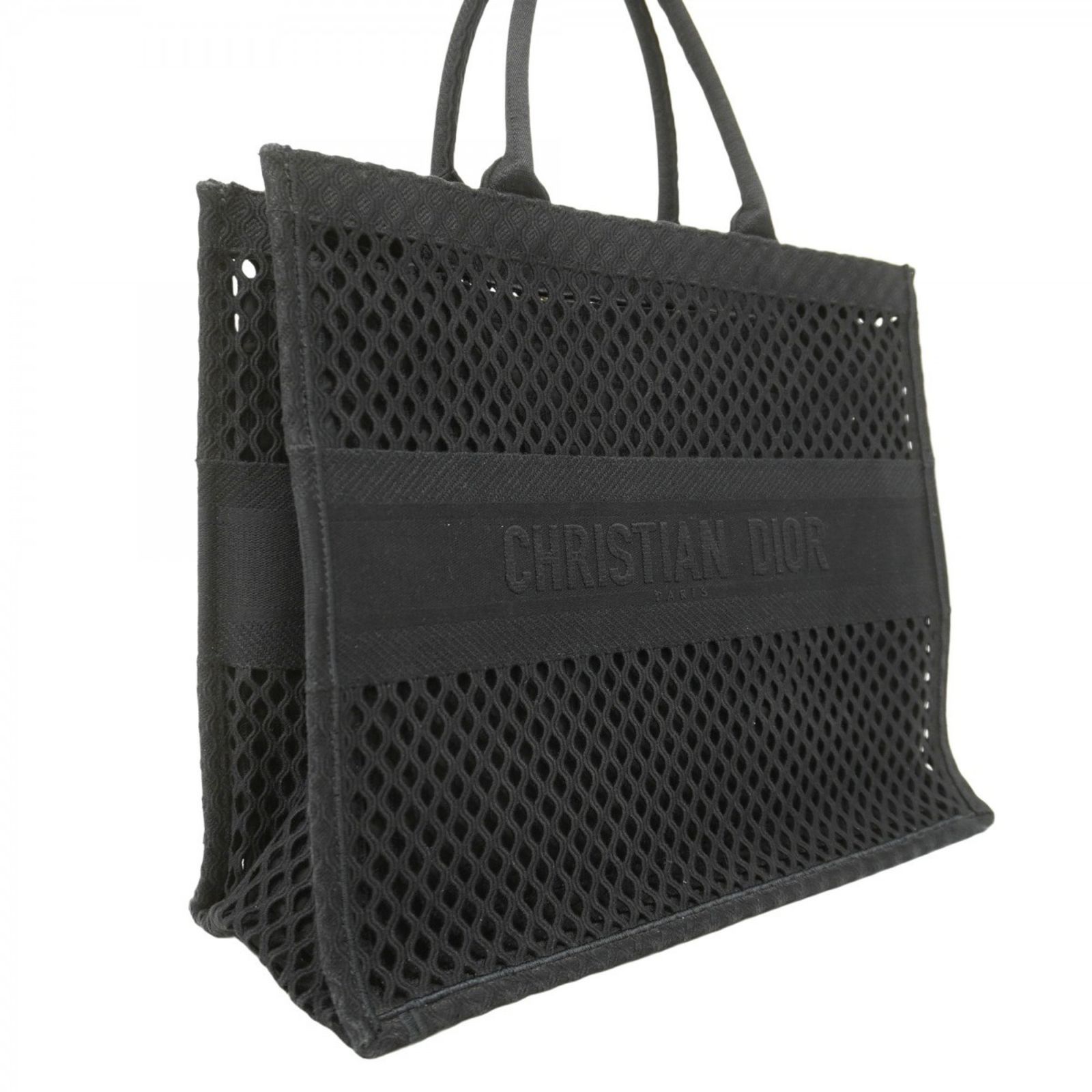 Dior ブラック メッシュ トートバッグ Christian Dior - Dior 海外限定商品 ロゴマーク メッシュトート