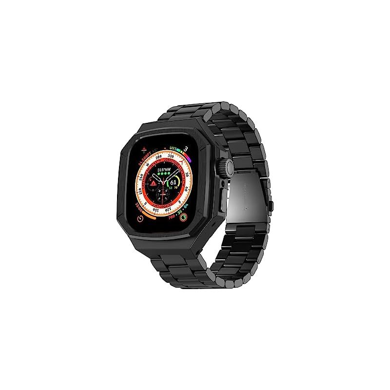 アップルウォッチバンド メタル ケース 49mm Apple Watch バンド 頑丈なステンレスベルト iWatch Series Ultra 3|2|1 49MMに対応 保護 バンパーカバー 耐衝撃 おしゃれ 装着簡単 長さ調節器具付き ビジ 1