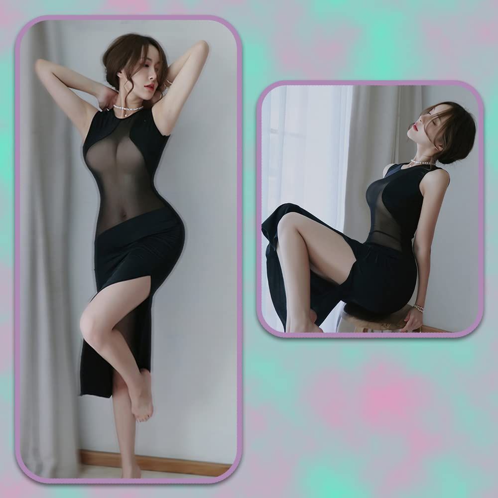 バンテージ ボディコン ドレス O ロング ノースリーブ セクシー レディース Amazon.co.jp: ロングドレス 透け シースルー ワンピース