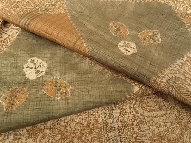 平和屋着物●伝統工芸士　七代目　吉澤与市　紬　切り嵌め菊文　やまと誂製　正絹　逸品　AAAW4106np 平和屋着物○伝統工芸士 七代目 吉澤与市 紬 切り嵌め菊文 やまと誂製