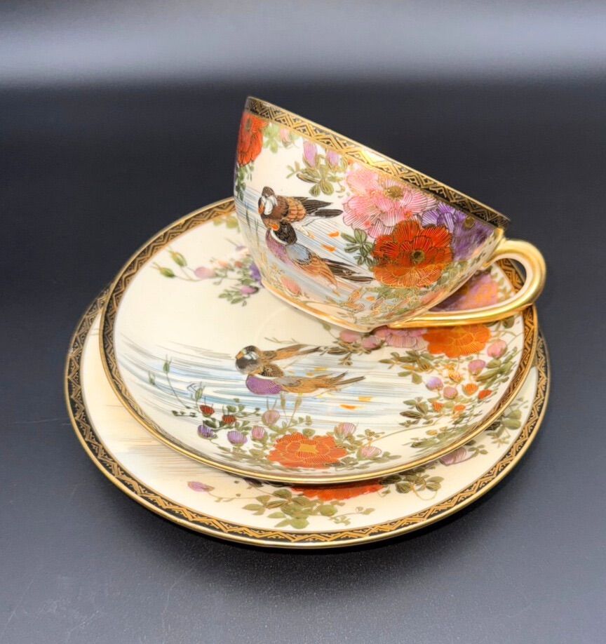 ❇️里帰り　カップ&ソーサー　Cup and saucer  薩摩焼　明治時代 ❇️里帰り カップ&ソーサー Cup and saucer 薩摩焼 明治時代