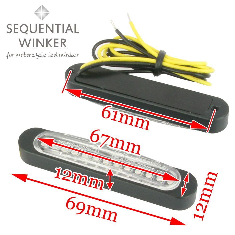 汎用 バイク用 流れるウインカー フラット シーケンシャルウインカー LEDウインカー 貼り付けタイプ ブラック