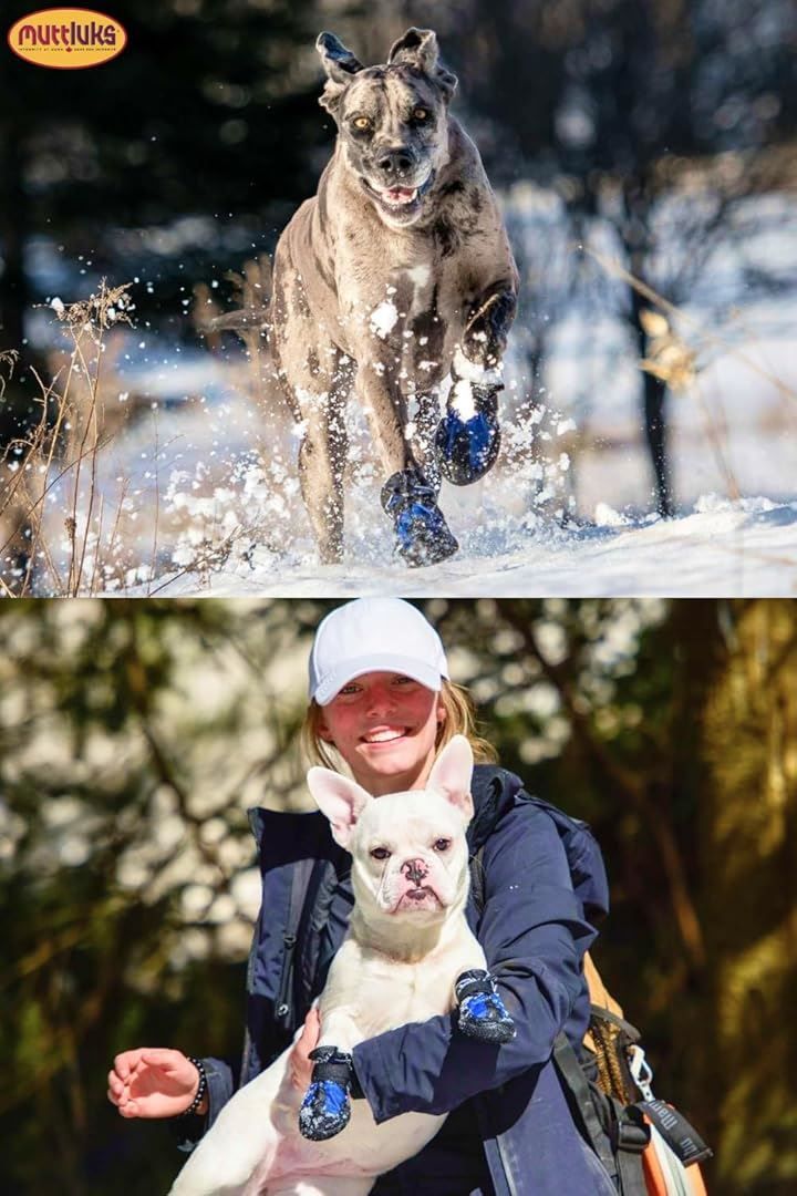  Muttluks スノーマッシャーズ 犬 靴 冬用 脱げない 履かせやすい 雪や冷えから足を保護 防寒 雪遊び 1足 入り パープル 8号 L 10.2 - 10.8 cm ドッグシューズ 靴下 犬服 アクセサリー