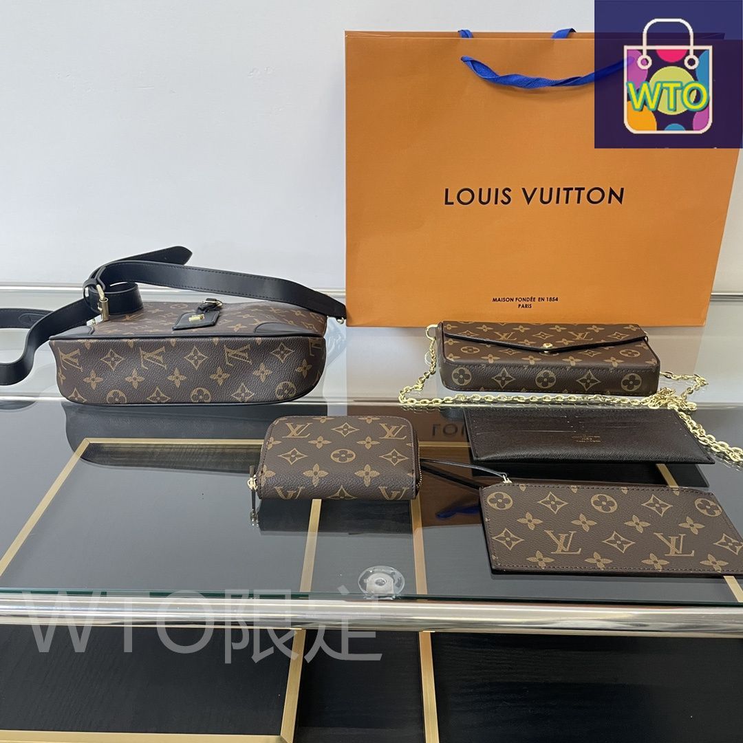本日特価] TOP New 高品質3点セット - Lv ブラッククロワッサン