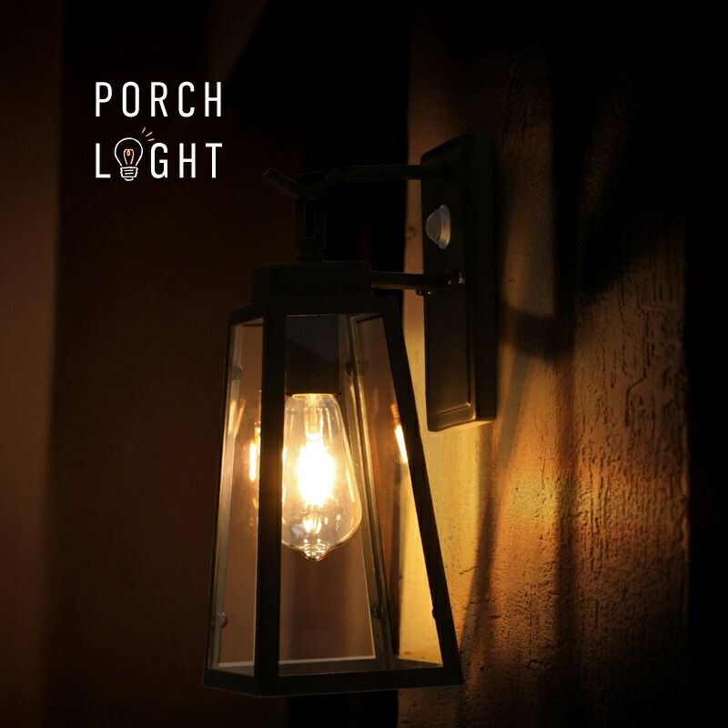 KS アウトレット ポーチライト 人感センサー 防水 LED 電球色 台形 玄関壁掛け外灯