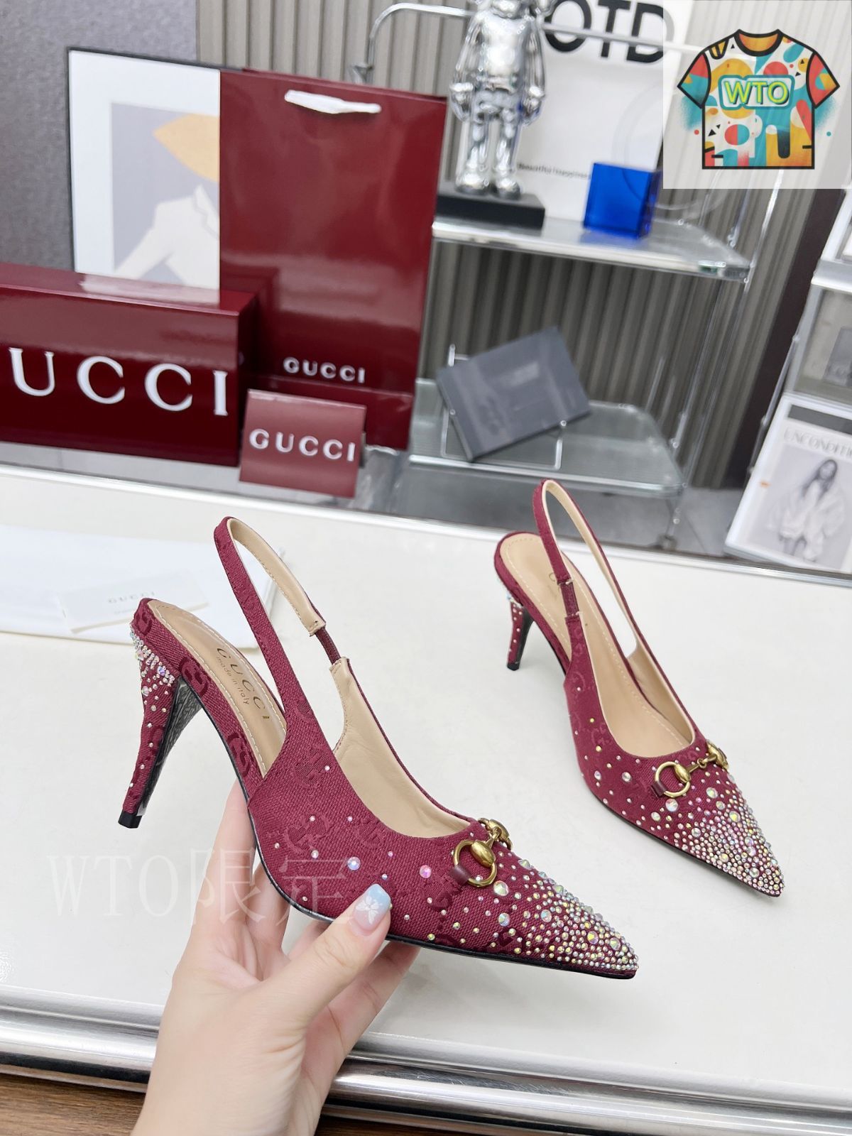 natsu♡ 特別値下げ‼︎ 【美品】GUCCI ヒール　シューズ Gucci 水鑽ハイヒールシューズ05-2 - メルカリ