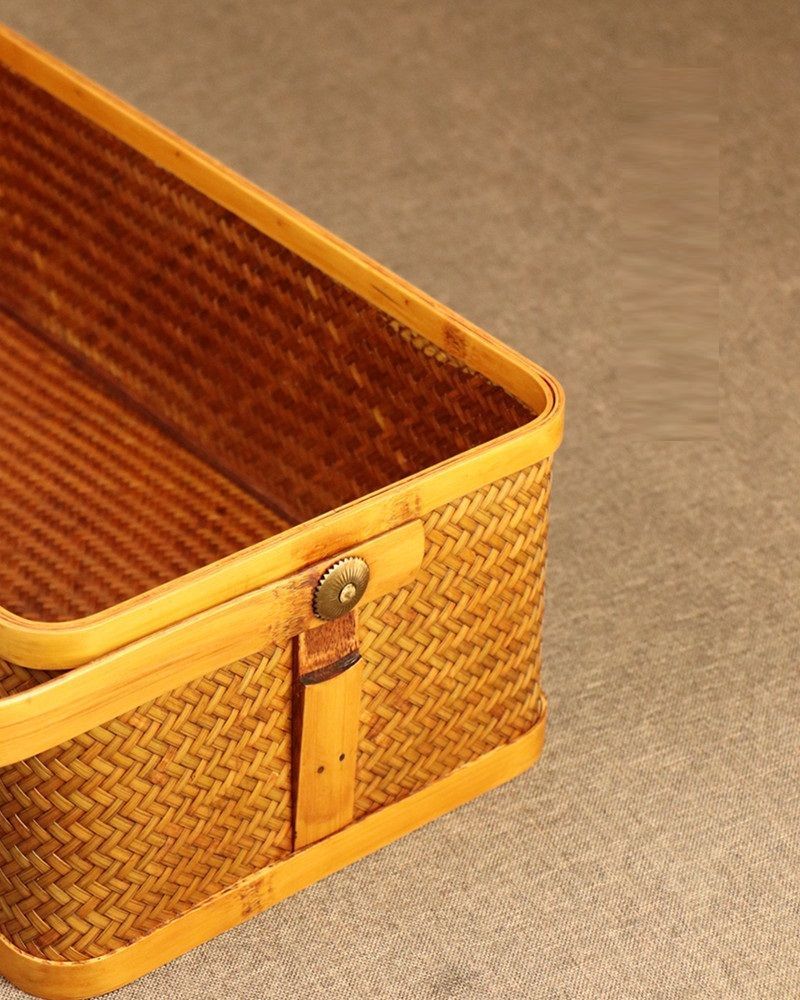 高品質 手作り竹のバスケット 収納 茶箱 収納ボックス 茶器 茶道具