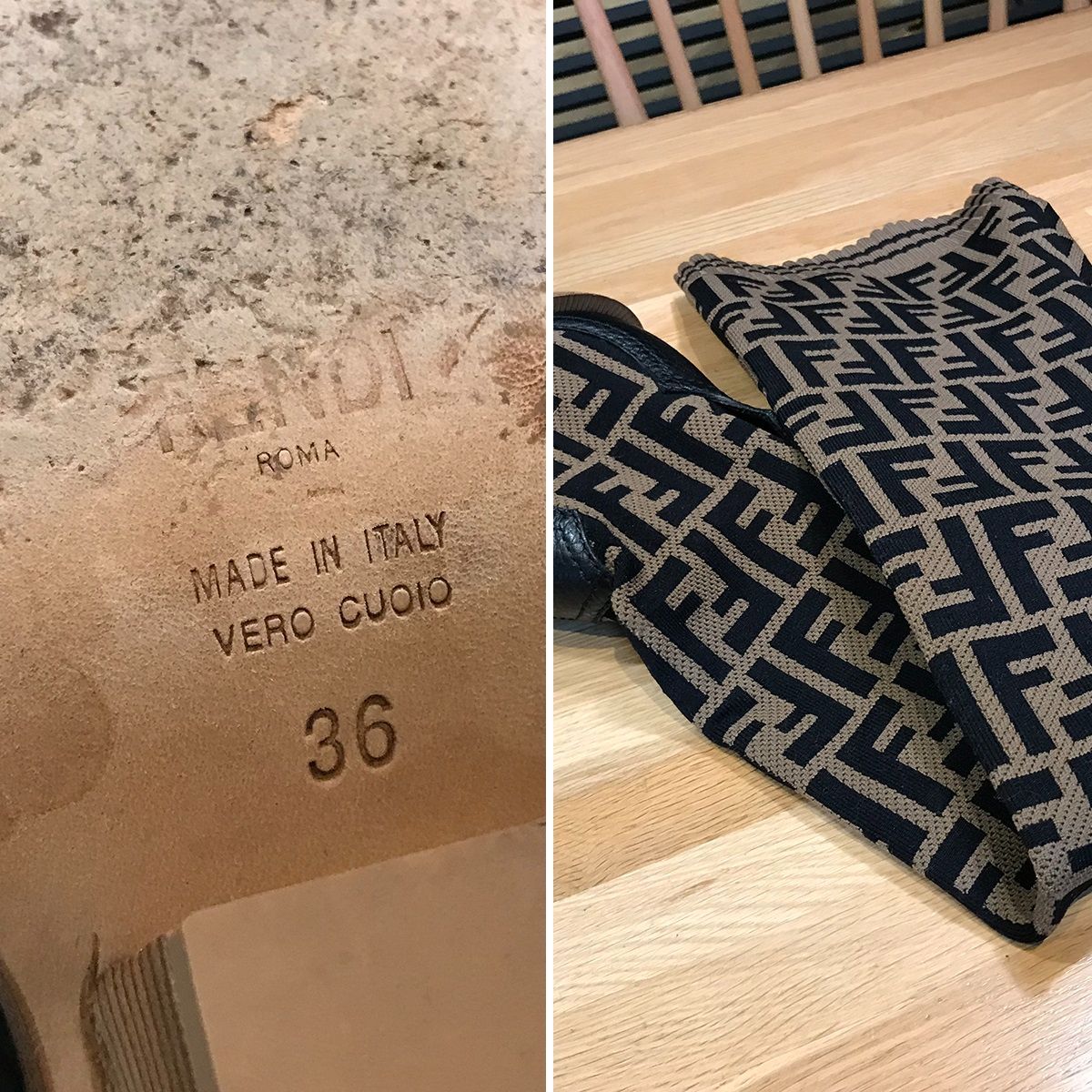 超美品】フェンディ ズッカ柄 FF柄 ソックスニーハイブーツ