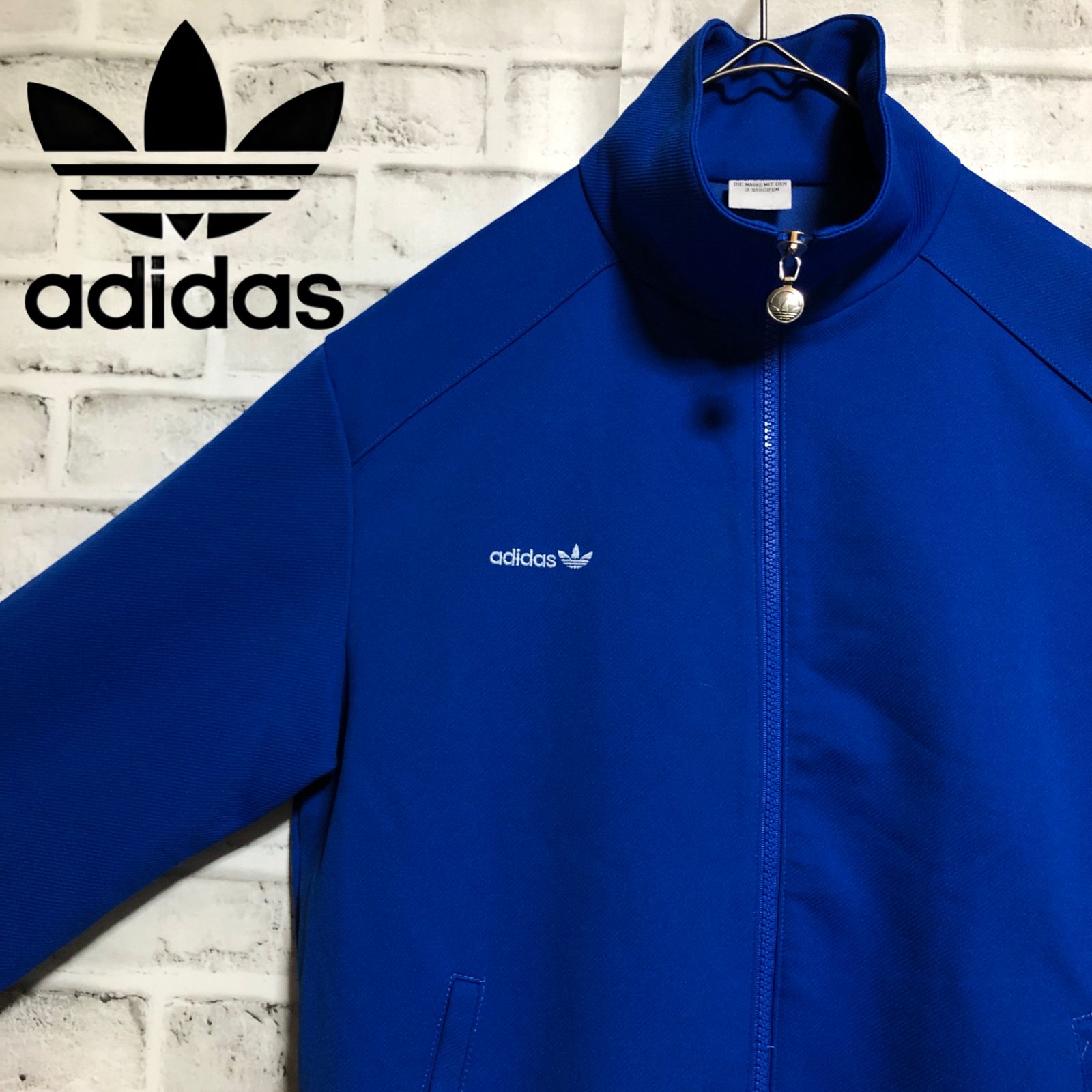 80s 🇩🇪adidas トラックジャケット/ジャージ L 刺繍ロゴ 復刻