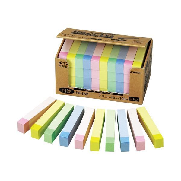 まとめ ニチバン ポイントメモ ビジネスパック 7.5×45mm パステルライン混色 FB-5KP 1パック 40冊 ×5セット