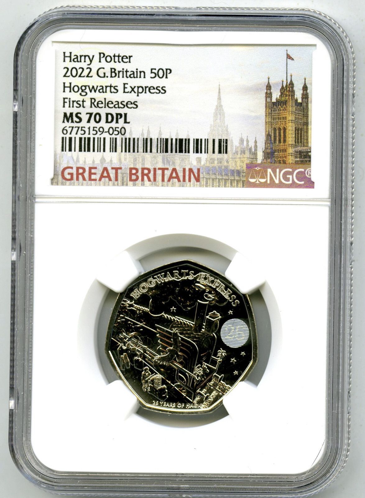 2025 GREAT BRITAIN 50P UNC NGC MS70 DPL HOGWARTS POTTER FIRST RELEASES