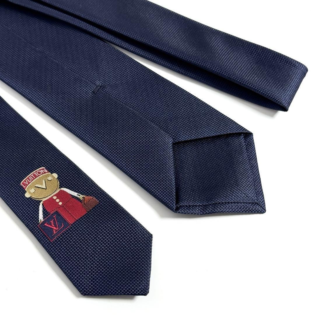 未使用】ルイヴィトン ネクタイ クラヴァット LV ガストン ネイビー