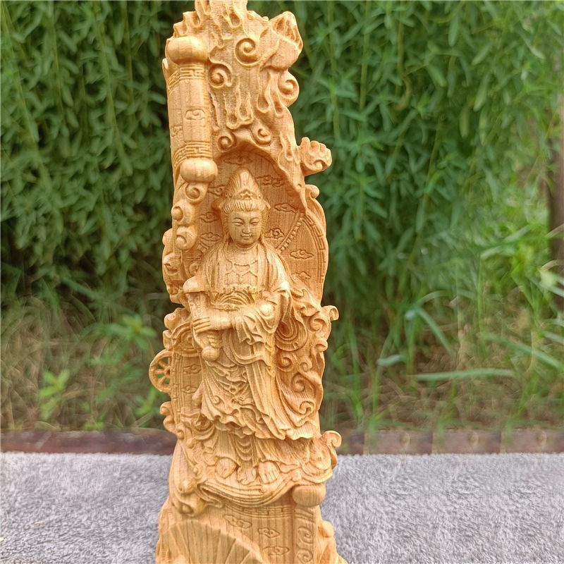 如意観音 コレクション 観音菩薩 仏像 置物 オブジェ 一刀彫り 木彫り