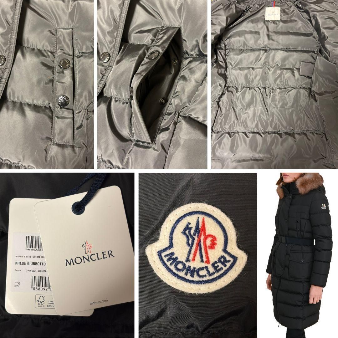 【新品未使用】MONCLER クロエ ダウンジャケット foxfur TG5　黒 定価40万円！！☆新品未使用タグ付き☆ MONCLER KHLOE ダウン